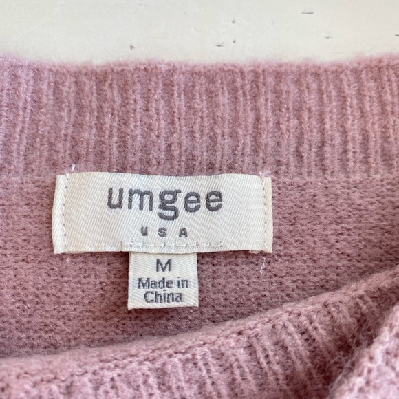 Umgee Tiered Ruffle Sleeve Sweater Women’s Medium Dusty Rose Soft Girly Feminine - Picture 5 of 8